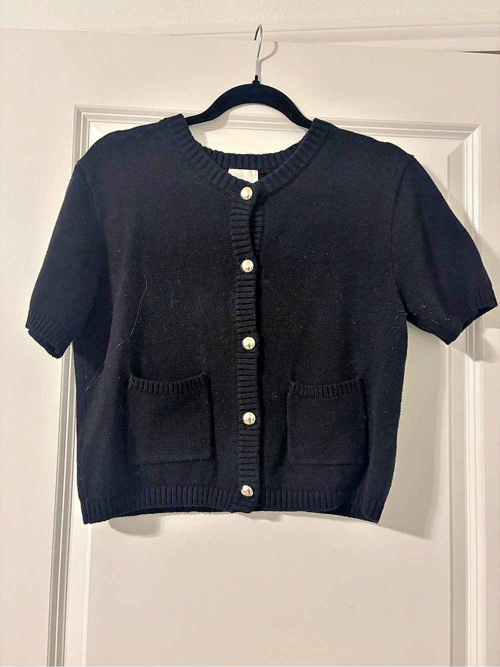 H&M Black Button Front Sweater Size Medium